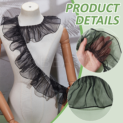 Organza Pleated Lace Ribbon OCOR-WH0097-42A-1