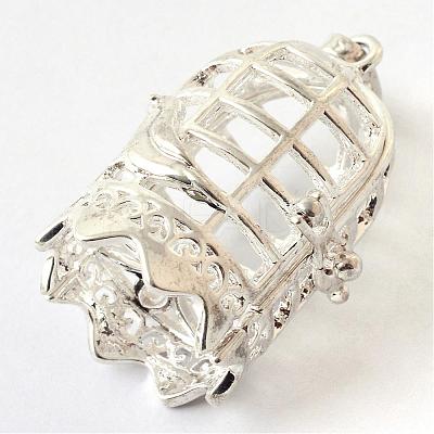 Rack Plating Brass Cage Pendants KK-Q402-14S-1