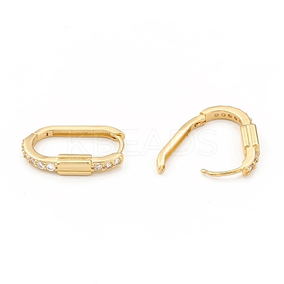 Clear Cubic Zirconia Oval Hoop Earrings EJEW-L231-68G-1