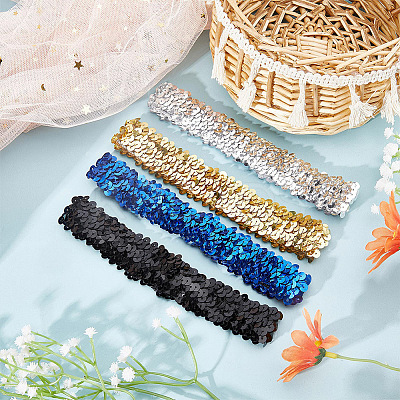 12Pcs 4 Colors Yarn & Rubber Elastic Headbands OHAR-GF0001-17-1