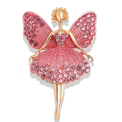 Butterfly Dancer Enamel Pin with Rhinestone LS-JEWB-P016-01G-02-1