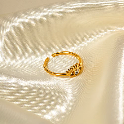 Adjustable 304 Stainless Steel with Cubic Zirconia Cuff Open Rings for Women DT5559-1