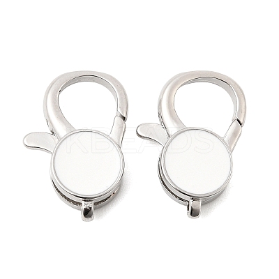 Flat Round Brass Enamel Lobster Claw Clasps KK-Z147-02P-B-1