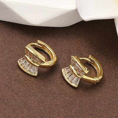 Brass Micro Pave Clear Cubic Zirconia Hoop Earrings EJEW-D323-02G-1