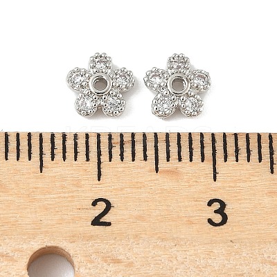 Brass Micro Pave Clear Cubic Zirconia Bead Caps KK-V015-06P-1