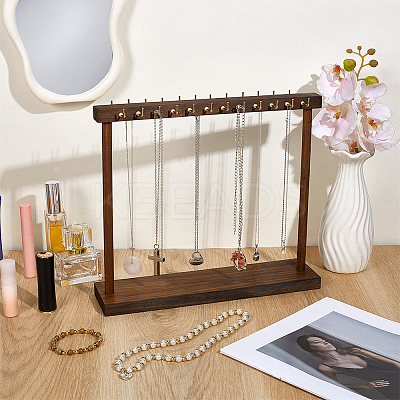 2Pcs Wood Necklace Organizer Display Stands NDIS-WH0016-15A-01-1