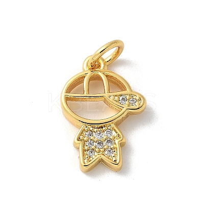 Brass Micro Pave Cubic Zirconia Pendants KK-P292-21D-G-1