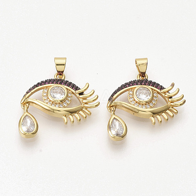 Brass Micro Pave Cubic Zirconia Pendants ZIRC-T012-15G-1