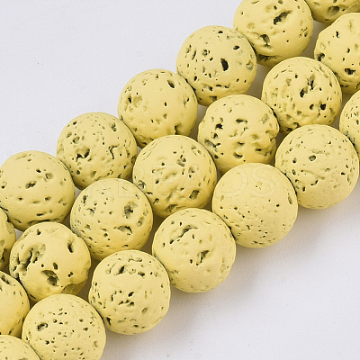 Spray Painted Natural Lava Rock Beads Strands G-N0324-D-09-1