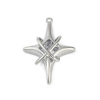 Brass Micro Pave Clear Cubic Zirconia Pendants KK-Z078-30P-1