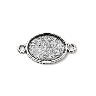 Antique Silver Tibetan Style Alloy Flat Oval Cabochon Connector Settings X-TIBE-M022-06AS-1