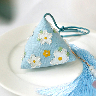 DIY Embroidery Zongzi Sachet Pendant Decoration Kits for Dragon Boat Festival DIY-WH0033-56A-1