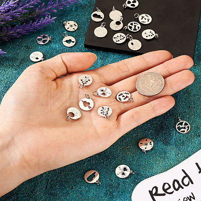 24Pcs 12 Styles 304 Stainless Steel Charms STAS-TA0002-31-1