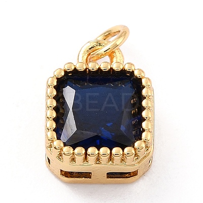 Real 18K Gold Plated Brass Inlaid Cubic Zirconia Charms ZIRC-L100-073G-08-1