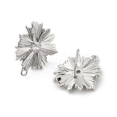 Brass Micro Pave Cubic Zirconia Stud Earring Findings LS-KK-K371-39P-1