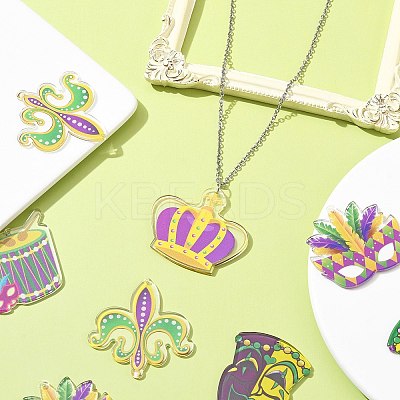 12Pcs 6 Style MARDI GRAS Carnival Double-Sided Transparent Acrylic Pendant SACR-CJ0001-67-1