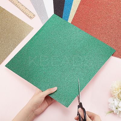 12 Sheets 8 Style Glitter Cardstock Paper AJEW-BC0003-97-1