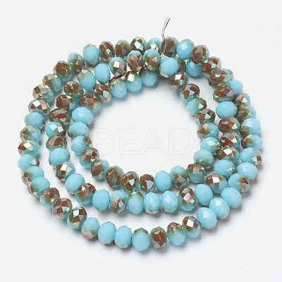 Electroplate Opaque Solid Color Glass Beads Strands EGLA-A034-P6mm-J03-1