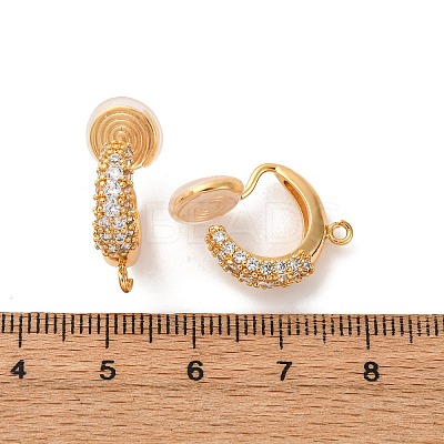 Brass Micro Pave Clear Cubic Zirconia Clip-on Earring Findings KK-K382-35G-1