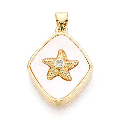 Brass Micro Pave Clear Cubic Zirconia Pendants KK-N268-21G-1