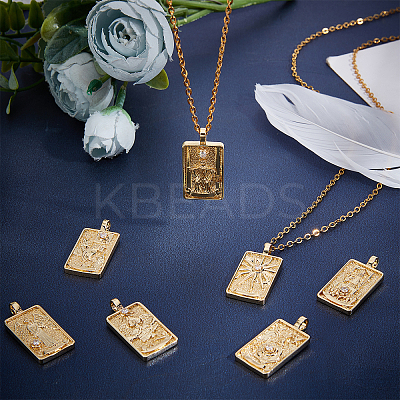 12Pcs 12 Style Brass Micro Pave Clear Cubic Zirconia Pendants KK-SC0003-01-1