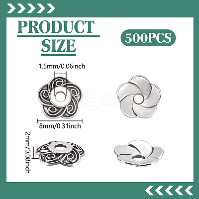 500Pcs Tibetan Style Alloy Flower Bead Caps TIBE-UN0001-15-1