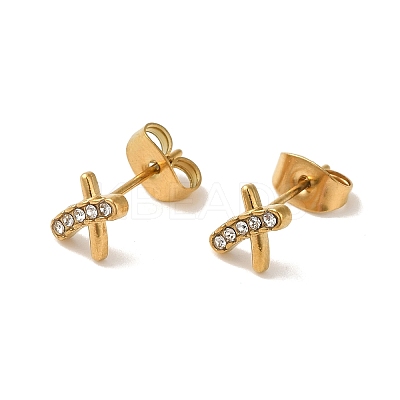 304 Stainless Steel Crystal Rhinestone Stud Earrings for Women EJEW-C094-01B-G-1