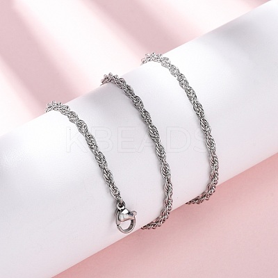 2.5MM 304 Stainless Steel Rope Chain Necklaces NJEW-T016-26P-1