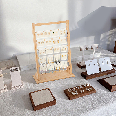6-Tier Bamboo Earring Display Card Organizer Holder EDIS-WH0021-27-1