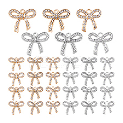 36Pcs 6 Styles Zinc Alloy Crystal Rhinestone Pendants FIND-PH0024-78-1