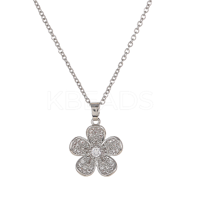 Fashionable Brass Full Crystal Rhinestone Flower Necklace for Women BV1149-1