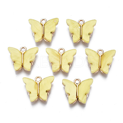Alloy Acrylic Pendants X-ENAM-R136-01D-1