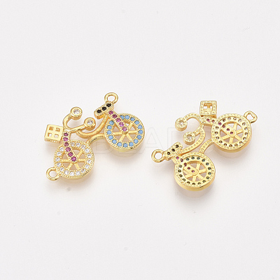 Brass Micro Pave Cubic Zirconia Links ZIRC-T008-03G-1