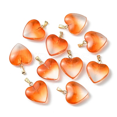 Two Tone Transparent Glass Pendants GLAA-YW0003-02C-1
