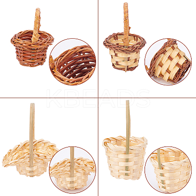 8Pcs 4 Style Mini Rattan Bamboo Baskets DJEW-FG0001-18-1