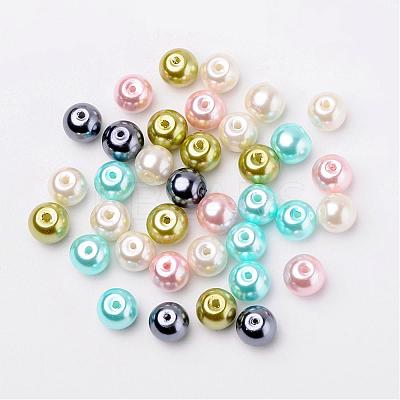 Pastel Mix Pearlized Glass Pearl Beads HY-X006-8mm-12-1