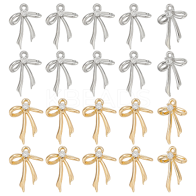 20Pcs 2 Colors Brass Micro Pave Clear Cubic Zirconia Pendants KK-ME0002-14-1