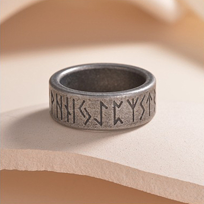 Viking Rune 304 Stainless Steel Finger Rings for Men WGDF4AB-48-1
