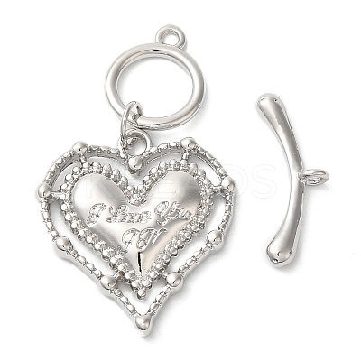Brass Micro Pave Clear Cubic Zirconia Toggle Clasps KK-N254-80P-1