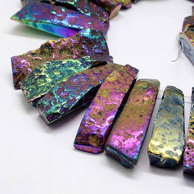 Electroplated Natural & Dyed Agate Bead Strands G-N0169-001F-1