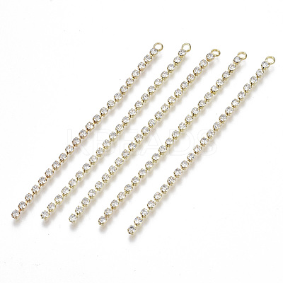 Brass Rhinestone Cup Chains Tassel Big Pendants KK-R129-10G-1