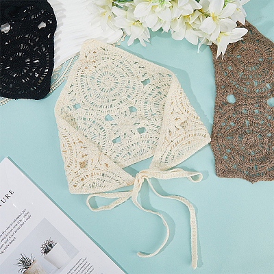3Pcs 3 Colors Polyester Knitted Triangle Headscarf AJEW-CY0001-87-1