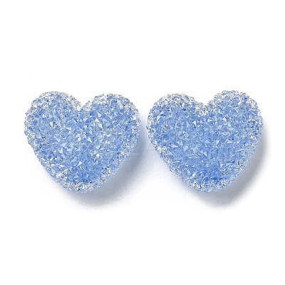 Drusy Heart Resin Rhinestone Beads RESI-C038-01F-1