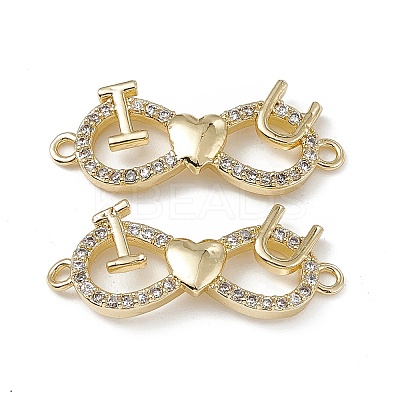 Brass Micro Pave Clear Cubic Zirconia Connector Charms KK-E068-VB378-1
