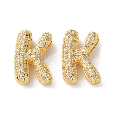 Rack Plating Brass Micro Pave Cubic Zirconia Slide Charms KK-C084-34G-K-1