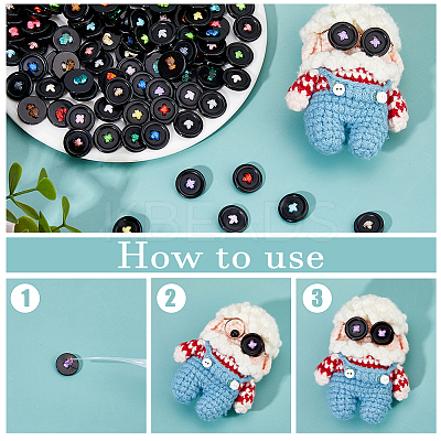 120Pcs 20 Colors Resin Button Eye Cabochons AJEW-FH00028-1