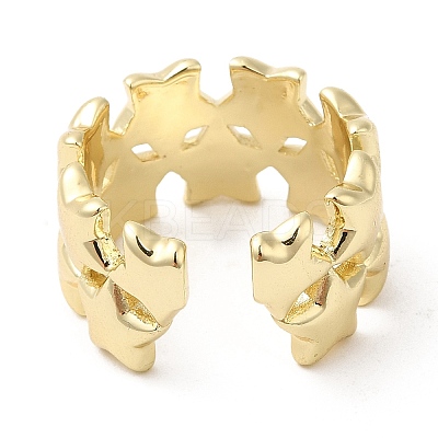 Brass Star Open Cuff Rings RJEW-K089-02G-1