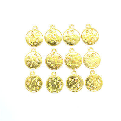 12Pcs Zodiac Sign Charm Pendants 12 Constellation Charm Pendant Alloy Charm for Jewelry Necklace Earring Making Crafts FIND-SZC0010-587-1