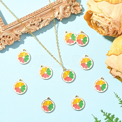 10PCS 10Pcs Fruit 304 Stainless Steel Enamel Charms STAS-YW0003-17G-1
