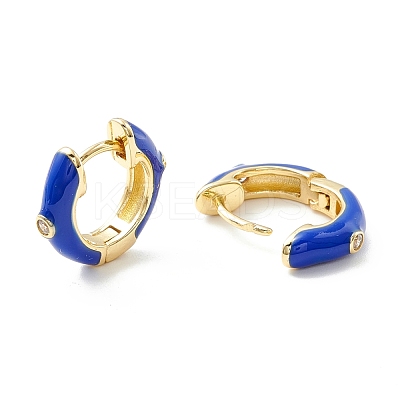 Clear Cubic Zirconia Chunky Hinged Hoop Earrings with Enamel EJEW-P196-20G-07-1